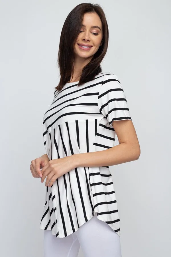 Simply Striped Short Sleeve Tunic Top