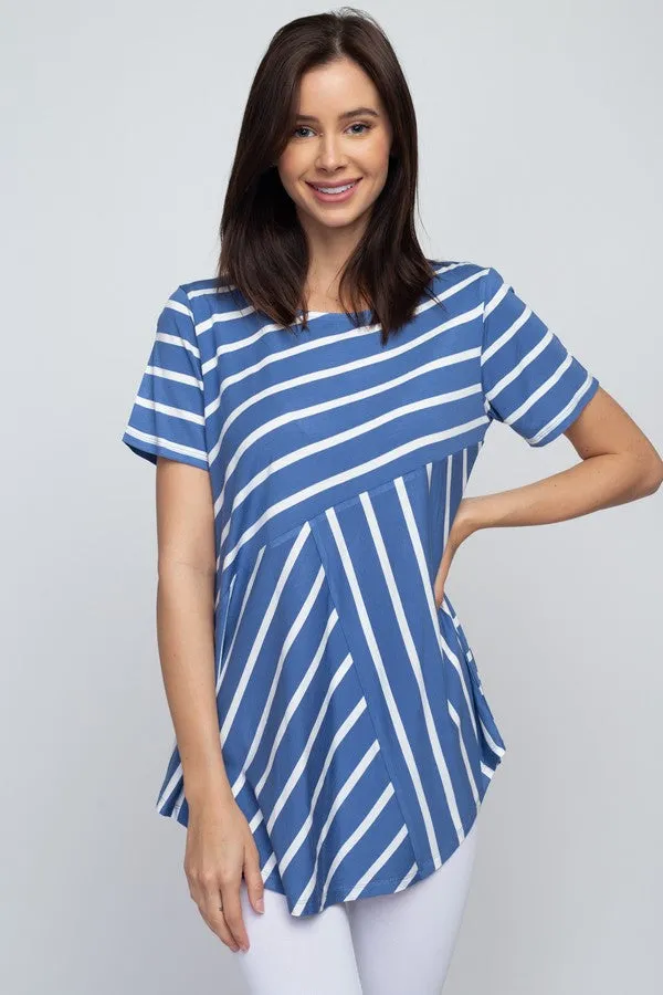 Simply Striped Short Sleeve Tunic Top
