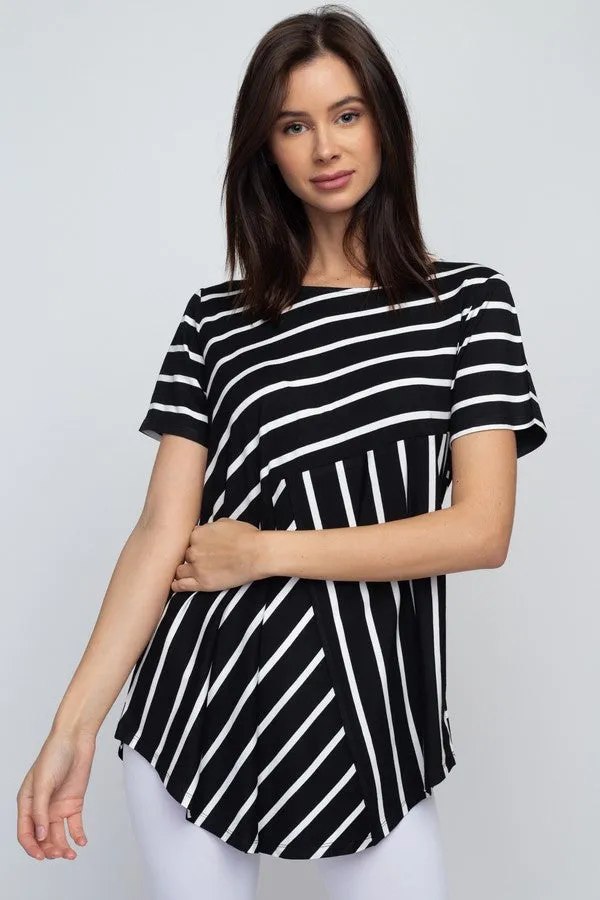 Simply Striped Short Sleeve Tunic Top