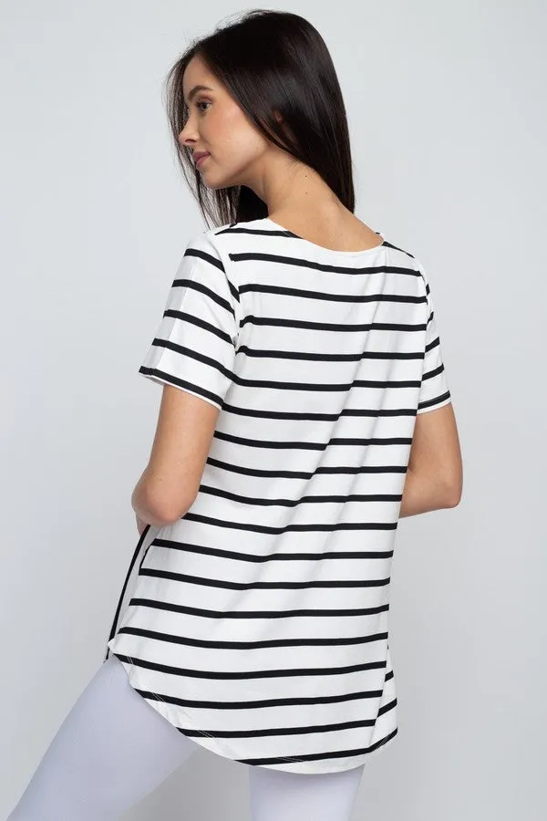Simply Striped Short Sleeve Tunic Top