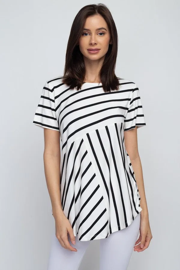 Simply Striped Short Sleeve Tunic Top