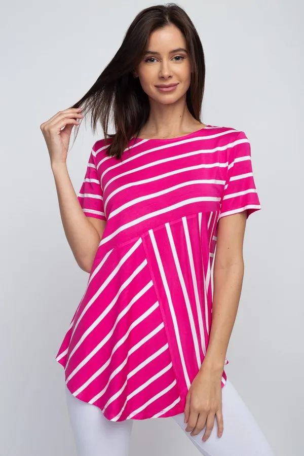Simply Striped Short Sleeve Tunic Top