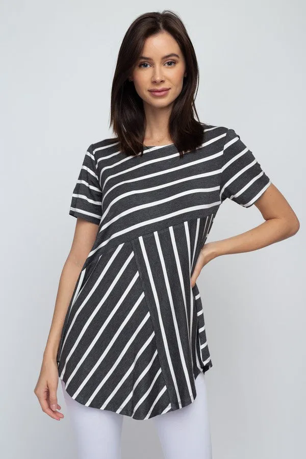 Simply Striped Short Sleeve Tunic Top