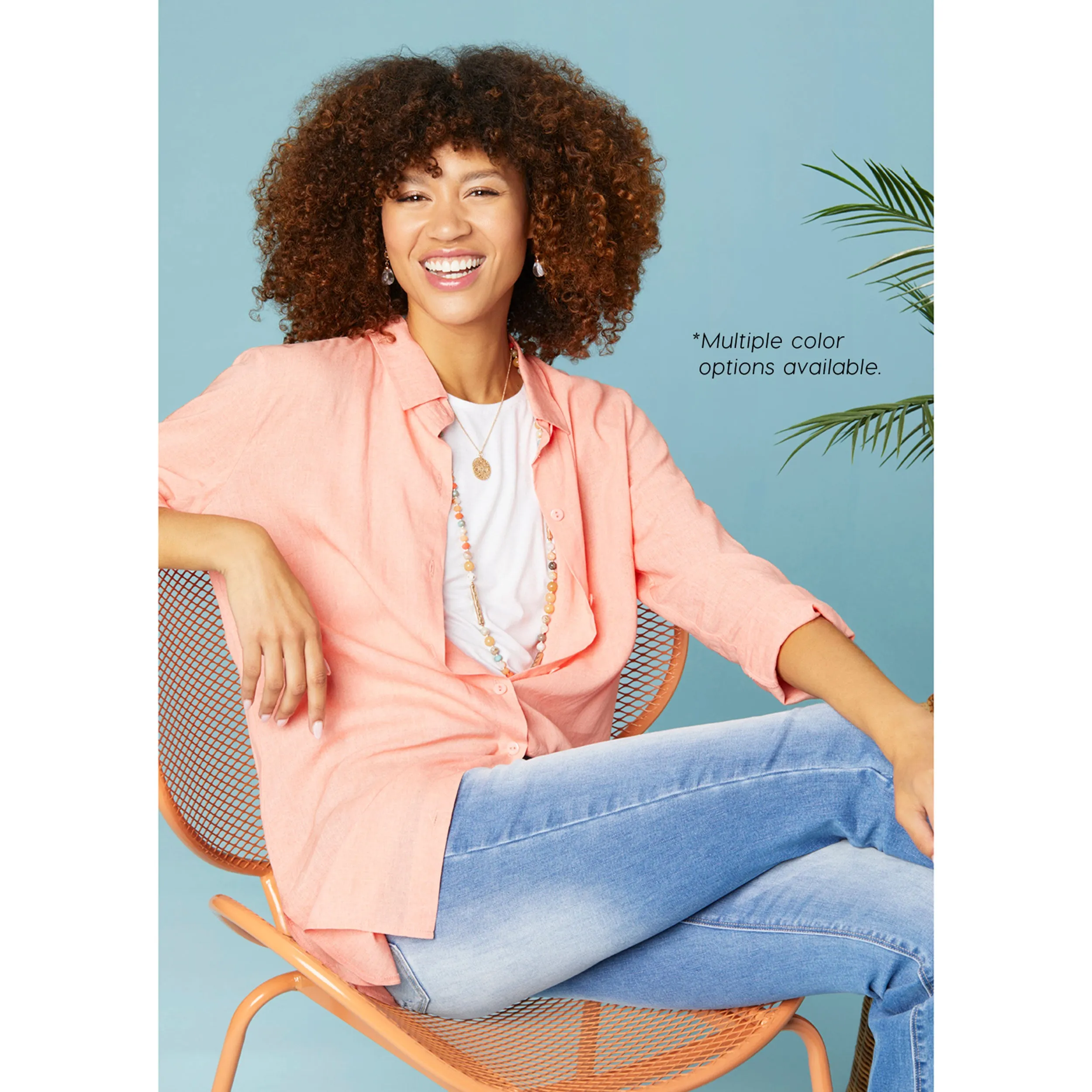Skyla Button Down Tunic Top - Smokey Blue