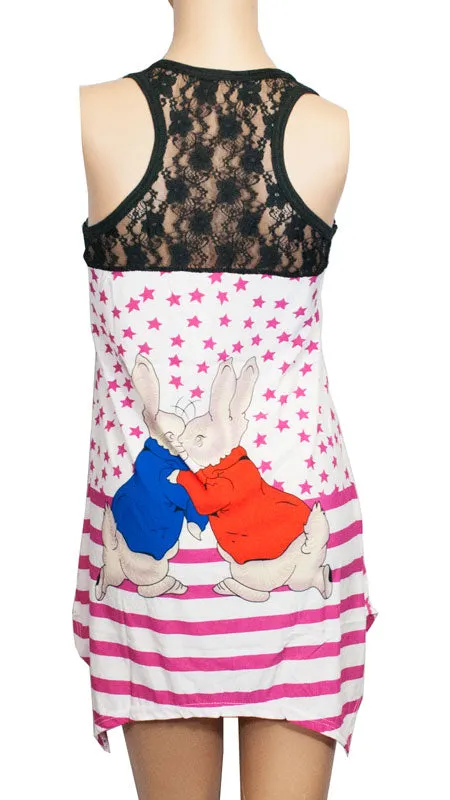 Sleeveless Tunic Tops -Stars and Bunny Prints