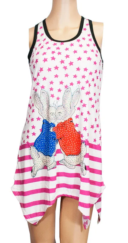 Sleeveless Tunic Tops -Stars and Bunny Prints