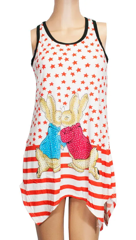 Sleeveless Tunic Tops -Stars and Bunny Prints