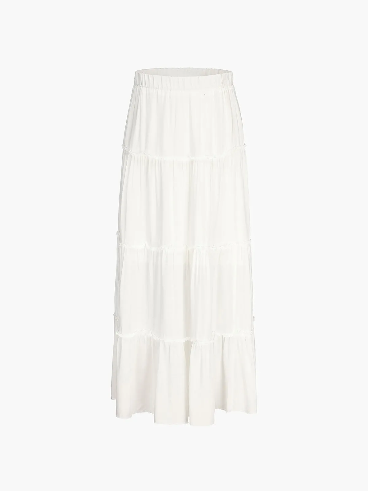 Solid Layered Long Skirt