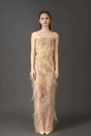 Strapless Dress with Crystal Embroidery