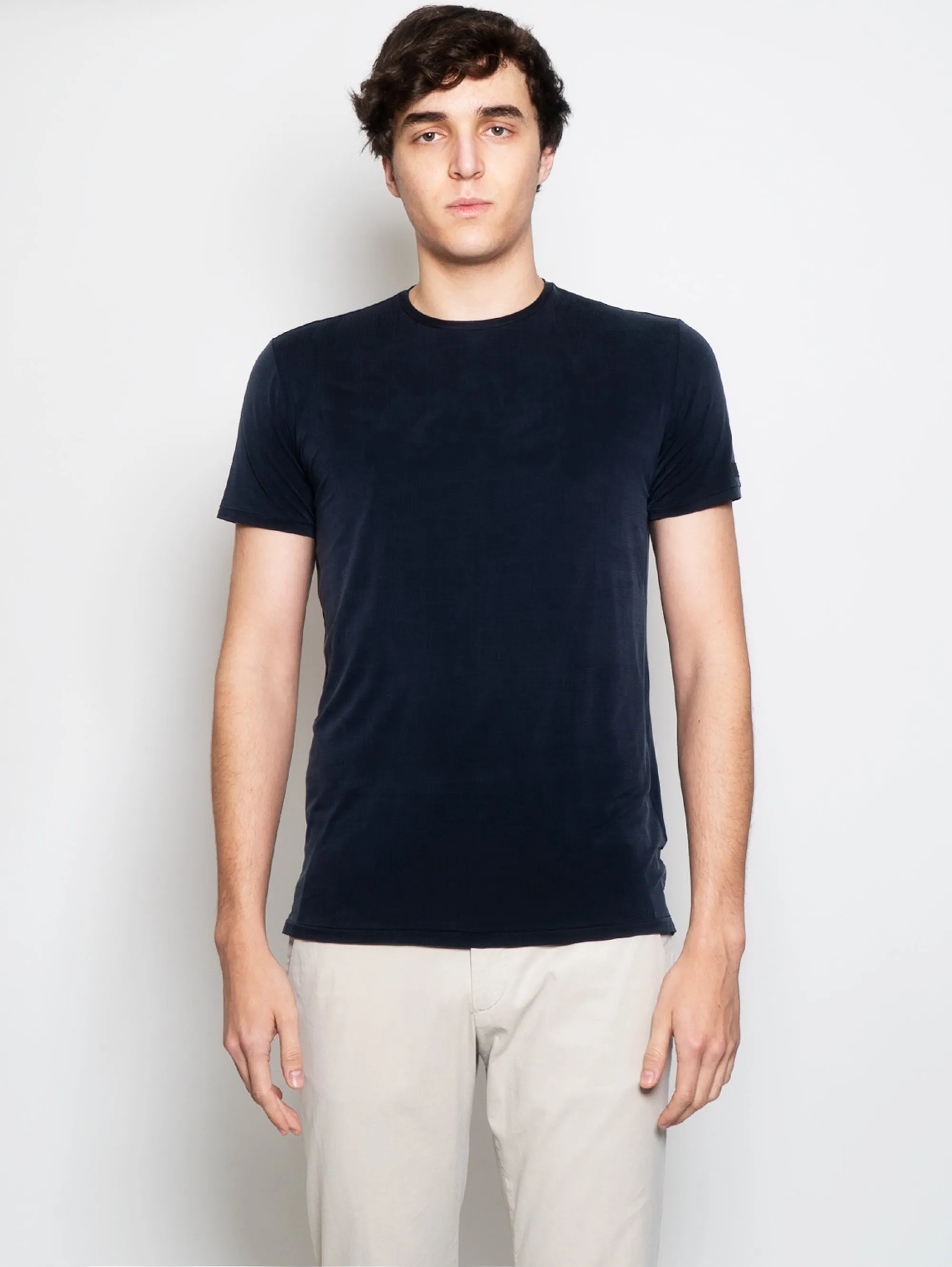 T-shirt Girocollo in Cupro Blu