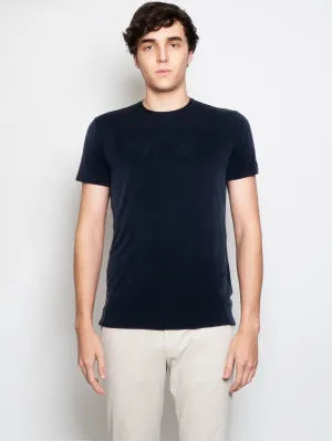 T-shirt Girocollo in Cupro Blu