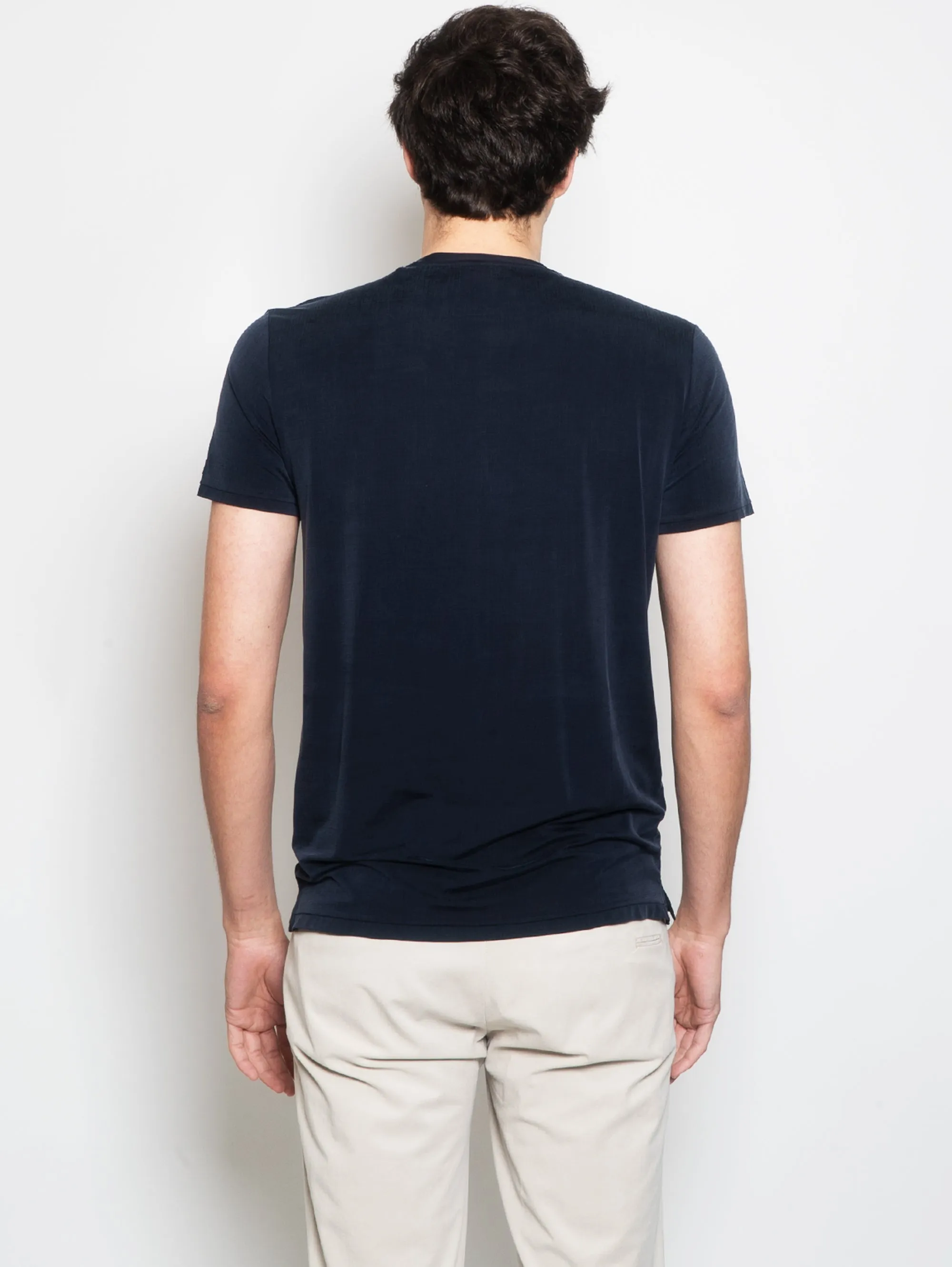 T-shirt Girocollo in Cupro Blu