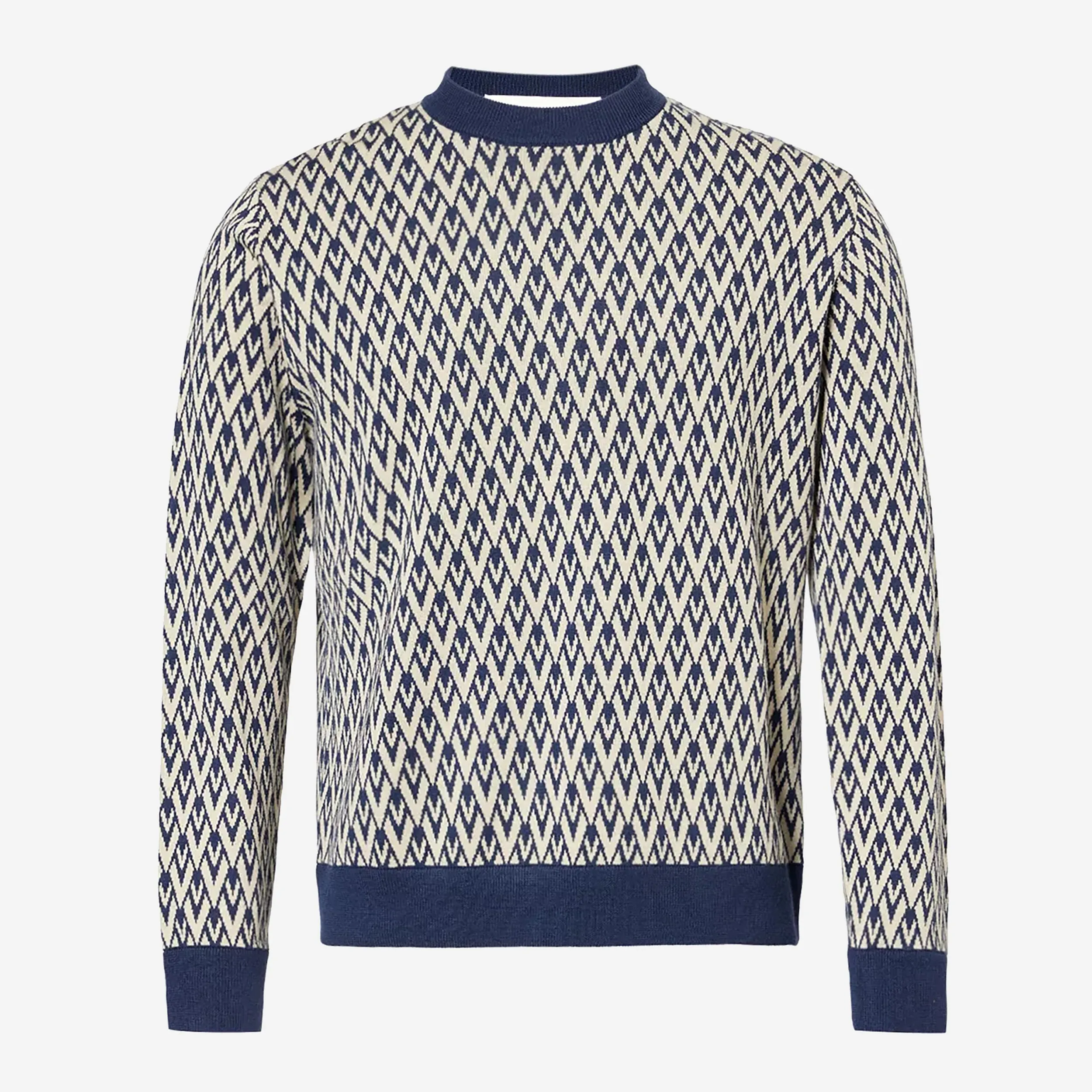 Valentino Crewneck Wool Jumper With Toute La V Jacquard Pattern