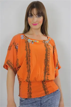 Vintage 80s Ethnic Tribal Tie Dye Hippie Boho top tunic