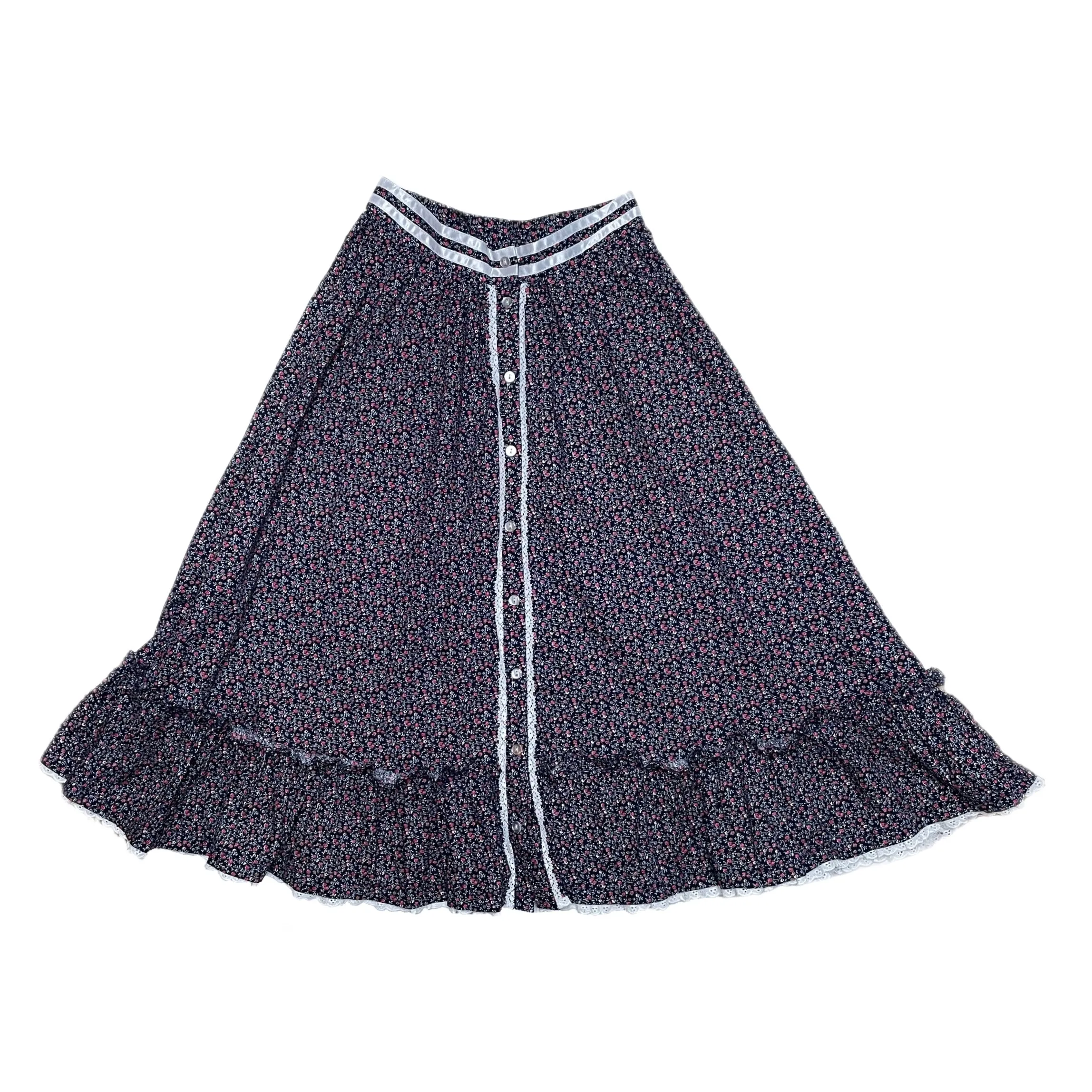 VINTAGE FLORAL PRAIRIE MIDI SKIRT
