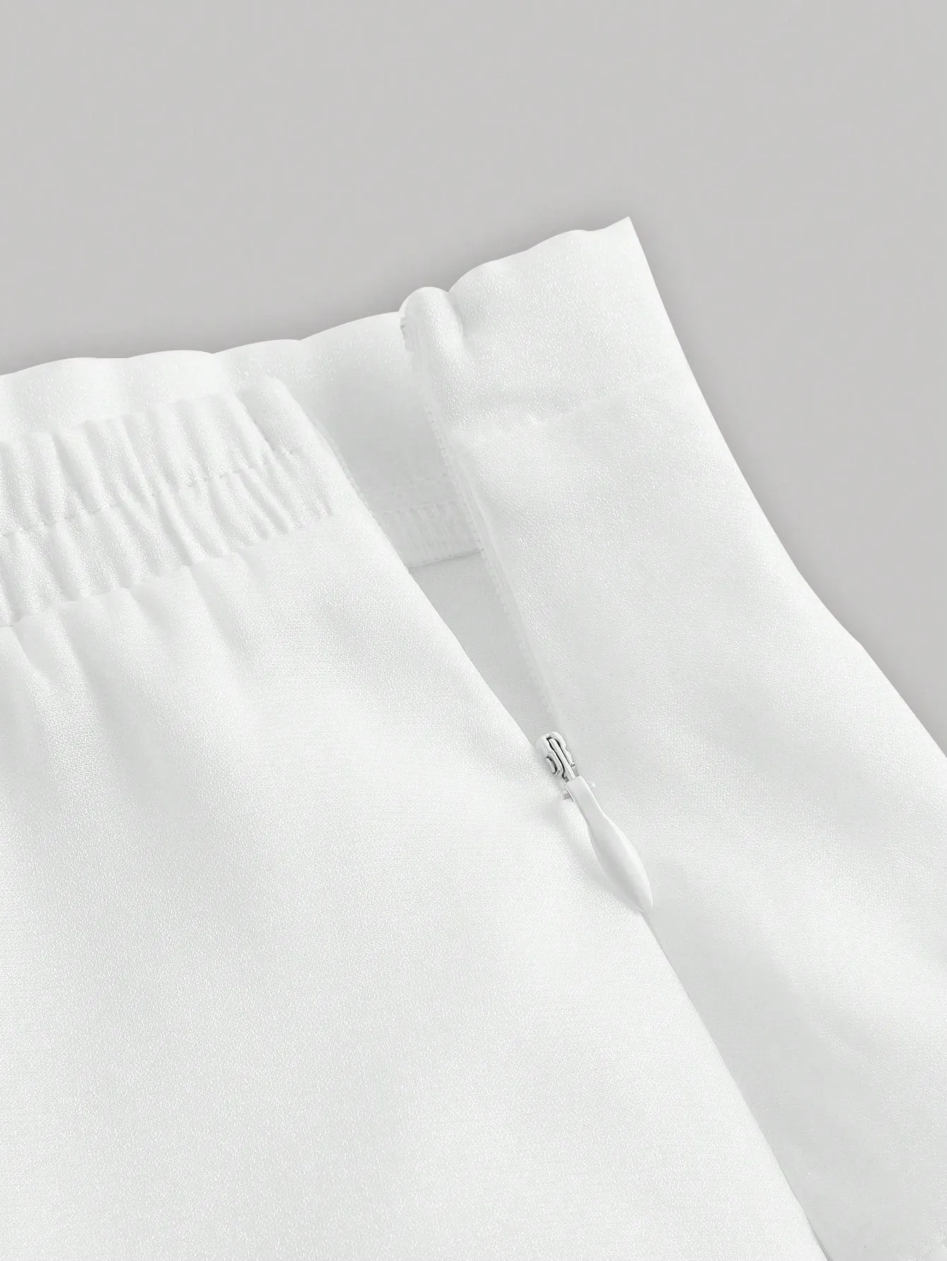 White Floral Embroidery Mesh Layered Hem Skirt