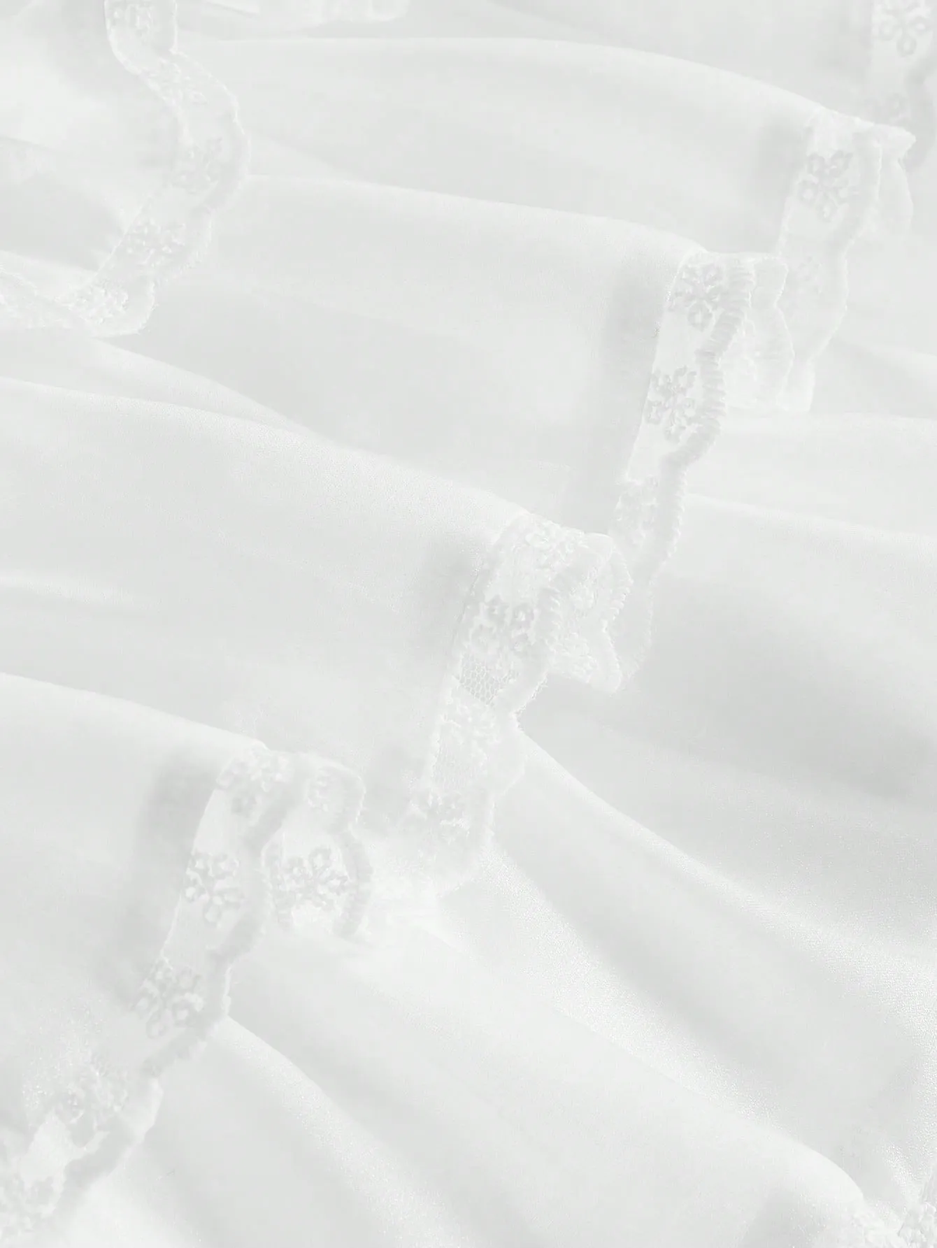 White Floral Embroidery Mesh Layered Hem Skirt
