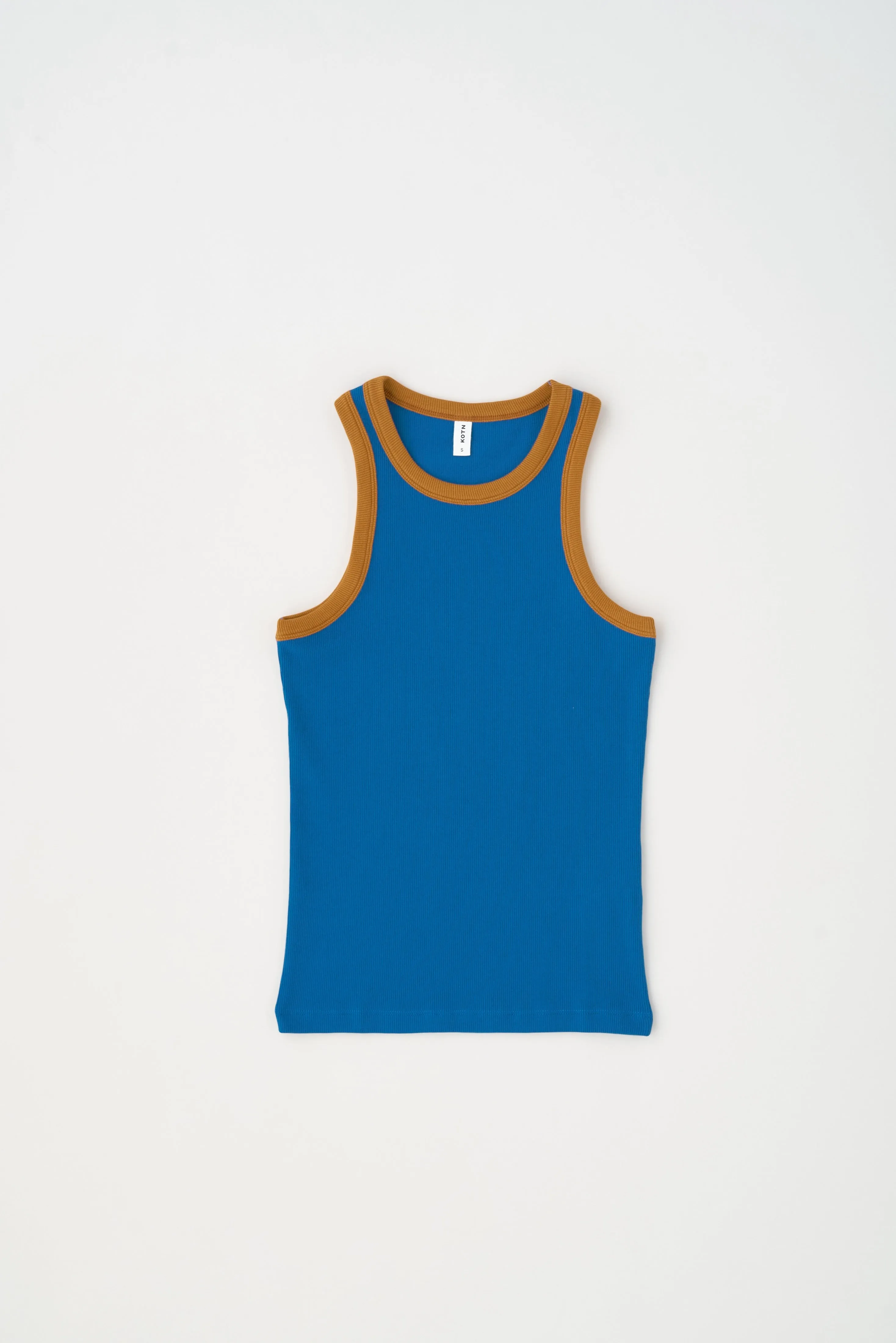 Women's Racer Tank in Blue Lotus/Caramel Rib