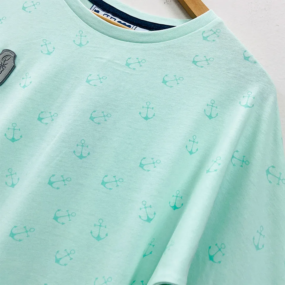 Womens Semi Long Side Vent Crewneck Casual Cotton T-Shirt