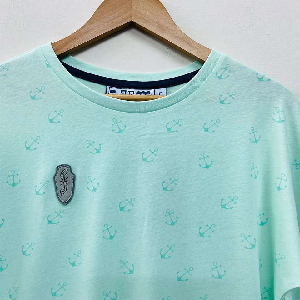 Womens Semi Long Side Vent Crewneck Casual Cotton T-Shirt