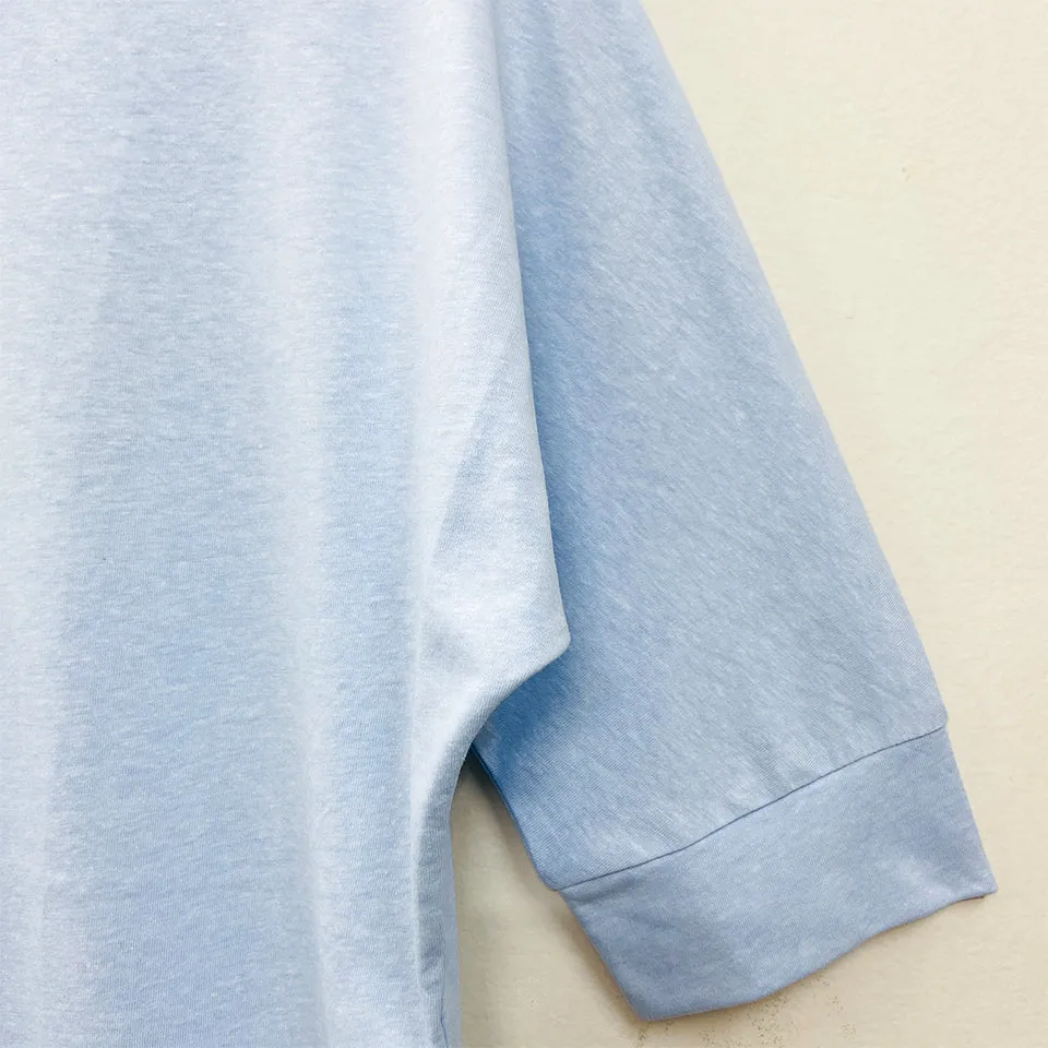 Womens Semi Long Side Vent Crewneck Casual Cotton T-Shirt