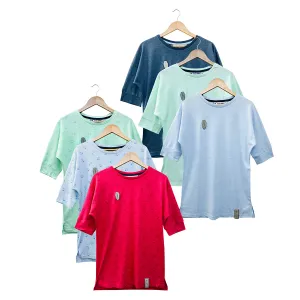 Womens Semi Long Side Vent Crewneck Casual Cotton T-Shirt
