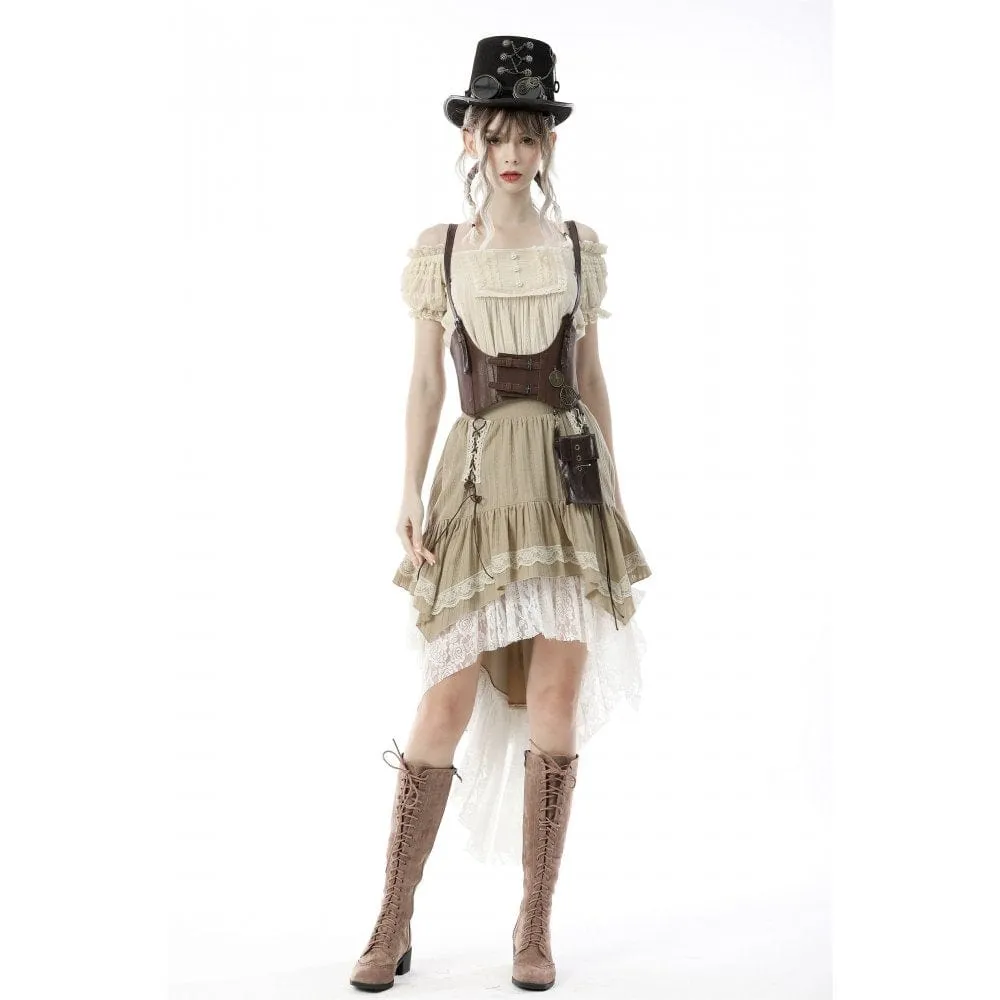 Women's Steampunk Gothic Layered Dovetail Skirt Victorian Ruffles Pirate Skirt