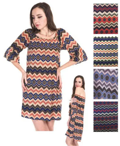 women's tunic dresses - tribal prints Case of 72